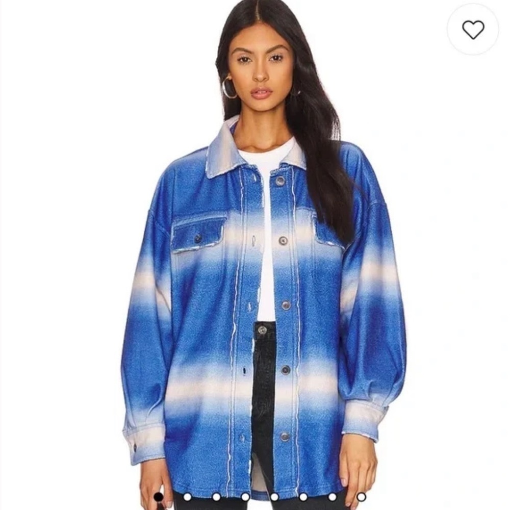 FREE People large new with tag blue printed Ruby Shacket.